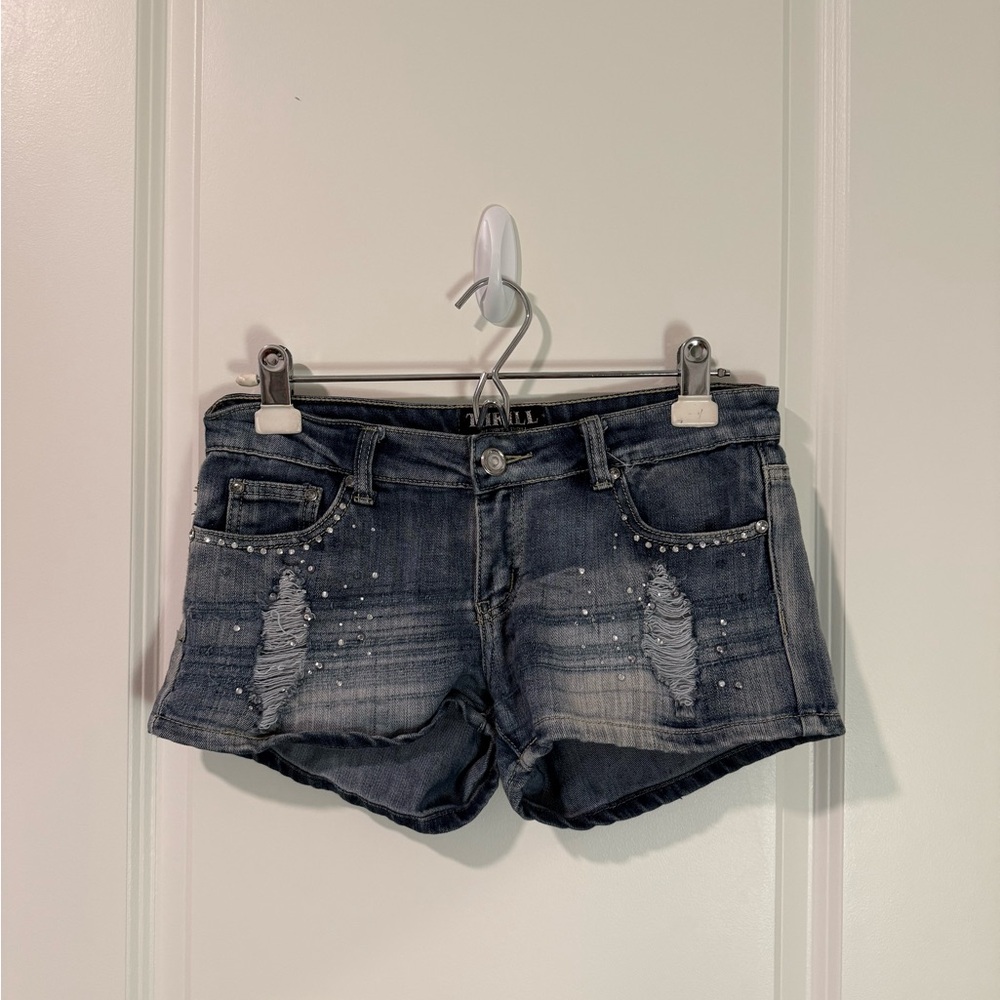 Thrill Blue Jean Shorts Distressed Cut-Off Style